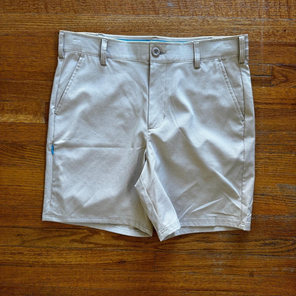 Birdie & Bound Mens Golf Shorts Size 32 Tan Performance Stretch Flat Front